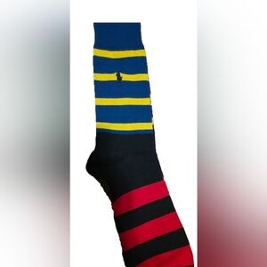 NWOT-Polo Ralph Lauren Striped Men's Crew Socks in Blue, Yellow & Red
